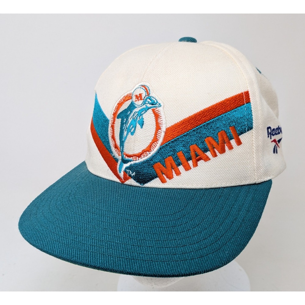 Vintage 90s Reebok Miami Dolphins NFL Pro Line Snapback Hat NWT Chevron Script